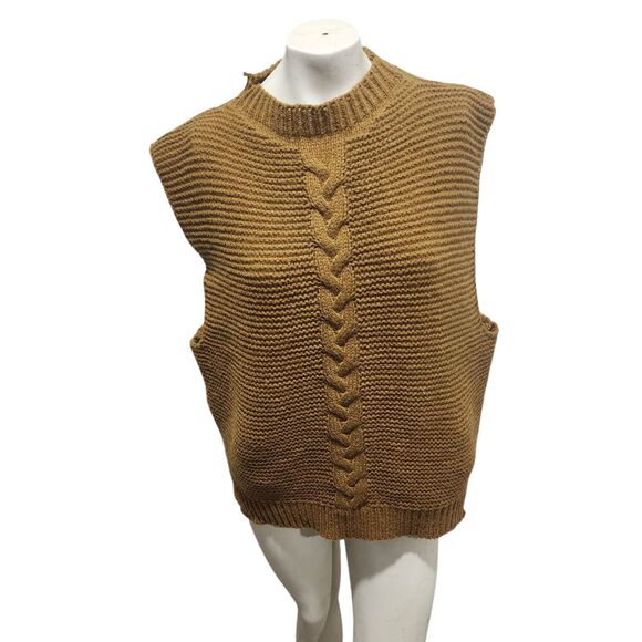 Anthropologie Sweater Vest Womens One Size Chunky Lagenlook Oversized Cable Knit - Picture 1 of 4
